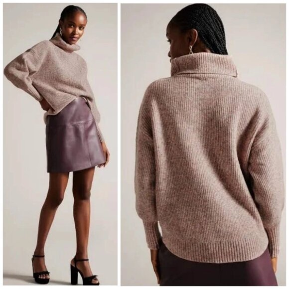 Ted Baker London NWT Cchloe Wool Blend Turtleneck Sweater Lt Pink Womens 10 (4) - Picture 1 of 13